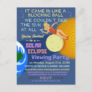 Solar Eclipse Party Funny Retro Sun Viewing 2017 Einladungspostkarte