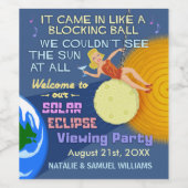Solar Eclipse Party Funny Retro Sun Viewing 2017 Weinetikett (Einzelnes Label)