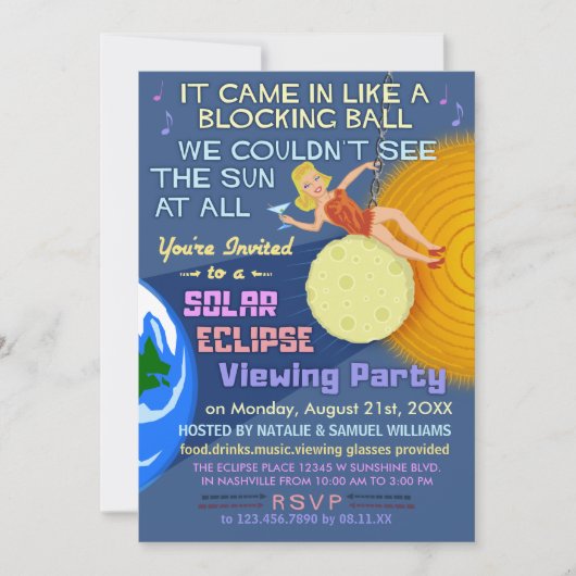 Solar Eclipse Party Funny Retro Sun Viewing 2024 Einladung (Vorderseite)