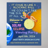 Solar Eclipse Party Funny Retro Sun Viewing 2024 Poster (Vorne)