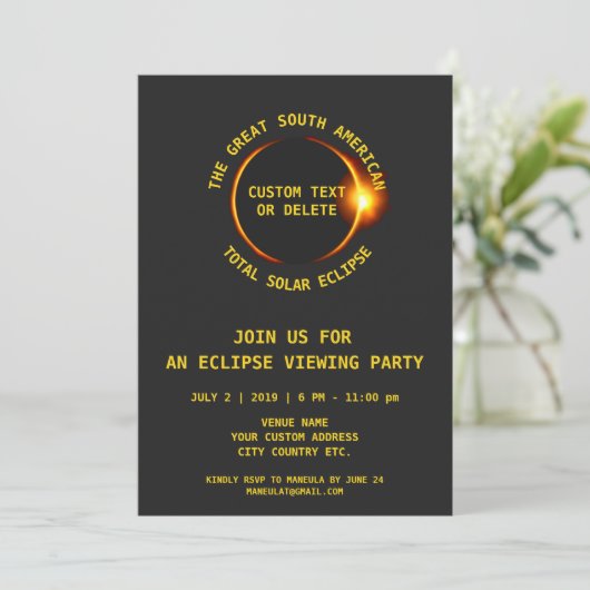 Solar Eclipse Party insgesamt 7.2.2019 Südamerika Einladung (Stehend Vorderseite)