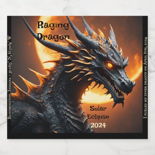 Solar Eclipse Raging Dragon Customize-Set von 6 Schaumweinetikett (Einzelnes Label)