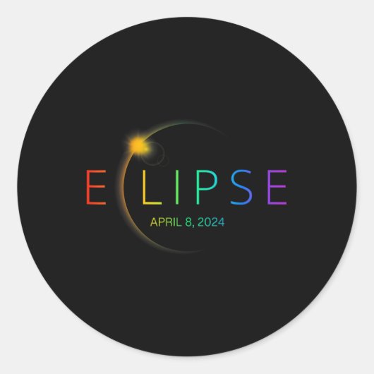 Solar-Eclipse-Regenbogen 2024 Gesamtsolaröklipse 4 Runder Aufkleber (Vorderseite)