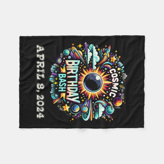 Solar Eclipse Shirt 2024 Fleecedecke (Vorderseite (Horizontal))