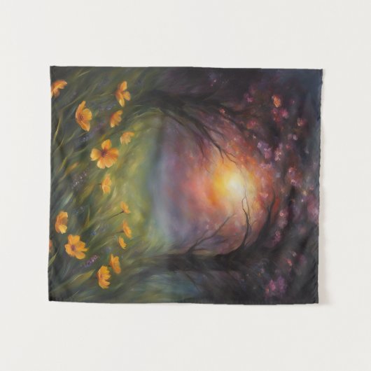 Solar Eclipse Spring Wildblumen Stream Dogwood Wandteppich (Vorderseite (Horizontal))