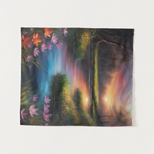 Solar Eclipse Spring Wildblumen Stream Sun Sky Wandteppich (Vorderseite (Horizontal))