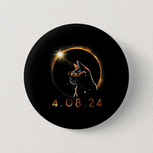 Solar Eclipse T Cat Wearing Solar Eclipse Brille Button (Vorderseite)