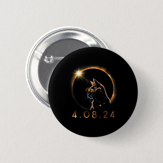 Solar Eclipse T Cat Wearing Solar Eclipse Brille Button (Vorne & Hinten)