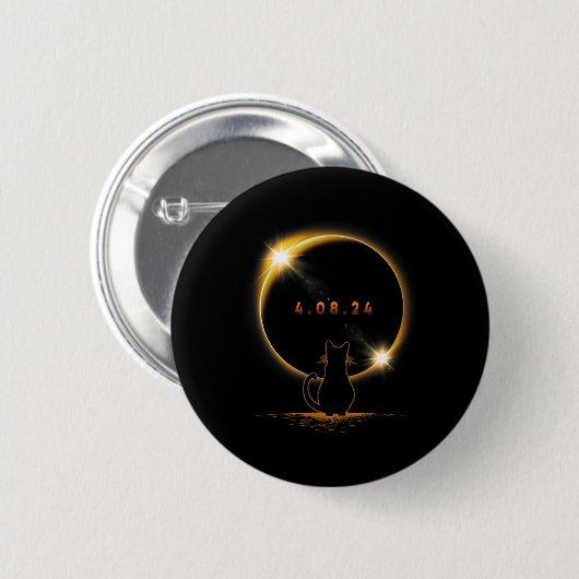 Solar Eclipse T Cat Wearing Solar Eclipse Brille Button (Vorne & Hinten)