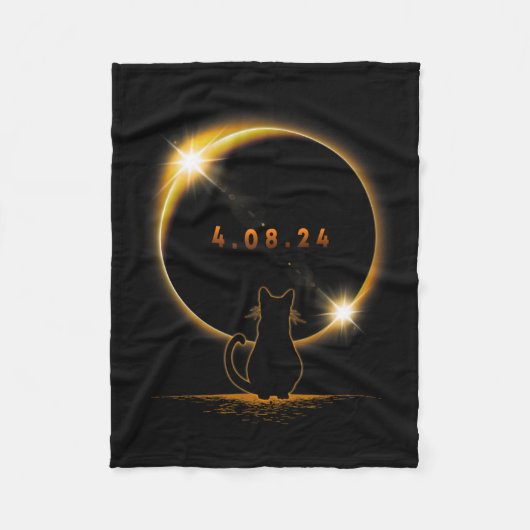 Solar Eclipse T Cat Wearing Solar Eclipse Brille Fleecedecke (Vorderseite)