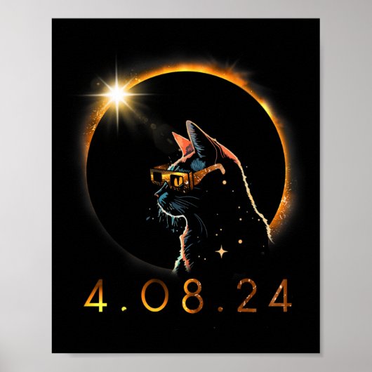 Solar Eclipse T Cat Wearing Solar Eclipse Brille Poster (Vorne)