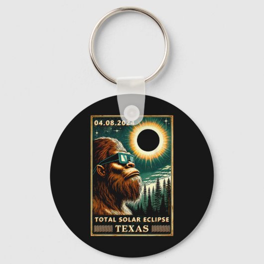 Solar Eclipse Texas 2024 Bigfoot Eclipse Gle Schlüsselanhänger (Vorderseite)