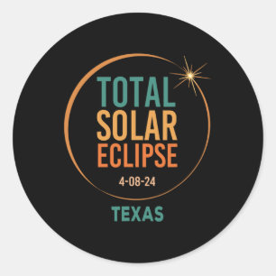 Solar Eclipse Texas 8. April 2024 Insgesamt Runder Aufkleber
