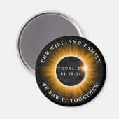 Solar Eclipse Totality 2024 Personalisierte Famili Magnet (Vorderseite/Rückseite)