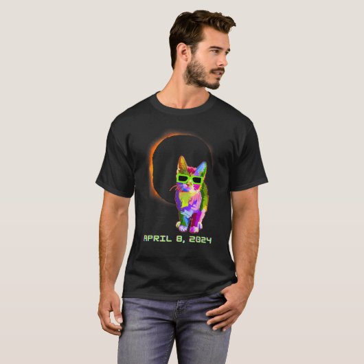 Solar Eclipse TShirt Cat Wearing Solar Eclipse Gla (Vorne ganz)