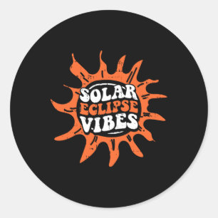 Solar Eclipse Vibes Retro 8. April 2024 Totalität Runder Aufkleber