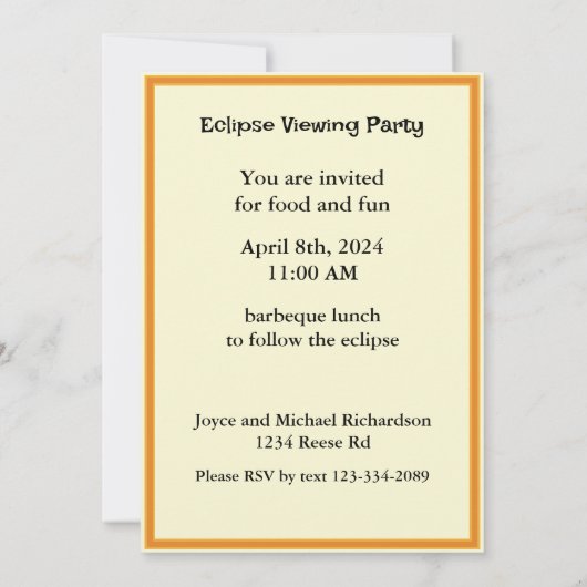 Solar Eclipse View Party vollständig individuell g Einladung (Rückseite)