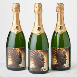 Solar Eclipse Warrior King - Set von 6 Schaumweinetikett