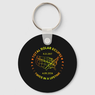 Solar-Eclipse zweimal im Leben 2024 Gesamtsolaranl Schlüsselanhänger