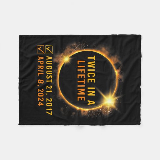 Solar-Eclipse zweimal im Leben 2024 Solar-Eclipse Fleecedecke (Vorderseite (Horizontal))