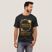 Solar-Eclipse zweimal im Leben 2024 Solar-Eclipse T-Shirt (Vorne ganz)