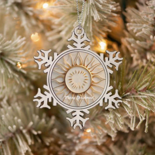 "Solar Flare Design" Schneeflocken Zinn-Ornament (Baum)