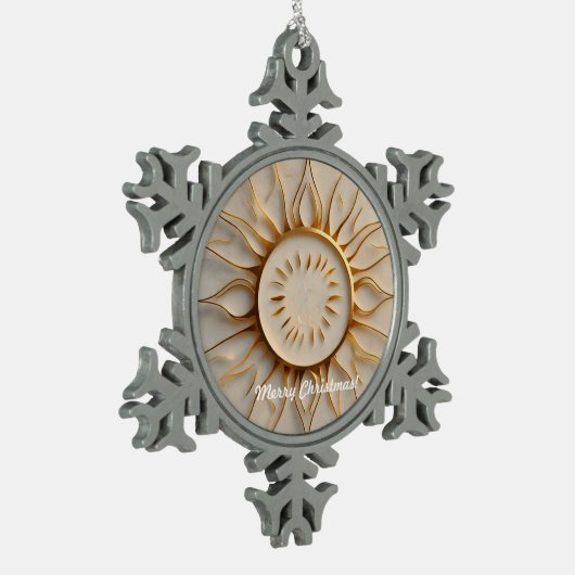 "Solar Flare Design" Schneeflocken Zinn-Ornament (Links)