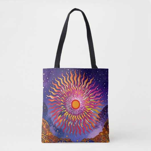 "Solar flüstert in den Himmel" Die Sonne Tasche (Vorderseite)
