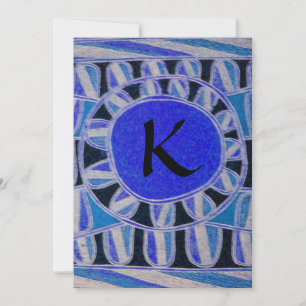 SOLAR GOLD MONOGRAM, hellblaue Turquase schwarz Einladung