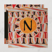 SOLAR GOLD MONOGRAM, hellgelb orange schwarz Einladung (Vorne/Hinten)