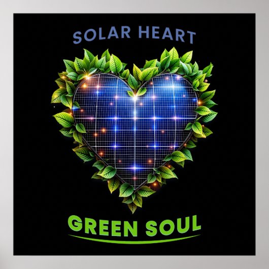 Solar Heart Green Soul - Solarpunk Art Print Poster (Vorne)