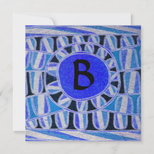 SOLAR MONOGRAM, blau türkis schwarz weiß Einladung