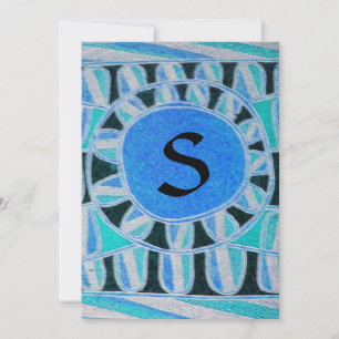 SOLAR MONOGRAM,gold  blau türkis schwarz weiß Einladung