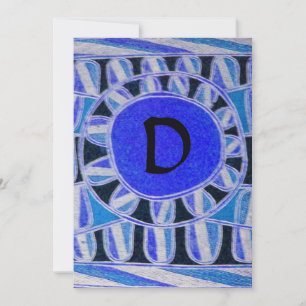SOLAR MONOGRAM,hellblau türkis schwarz weiß Einladung