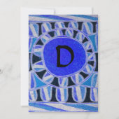 SOLAR MONOGRAM, hellblaue Turquase Schwarz-weiß Einladung (Vorderseite)