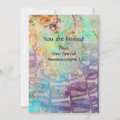 SOLAR MONOGRAM, hellblaue Turquase Schwarz-weiß Einladung (Rückseite)