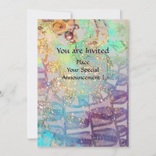 SOLAR MONOGRAM, hellblaue Turquase Schwarz-weiß Einladung (Rückseite)