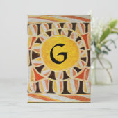 SOLAR MONOGRAM, hellgelb orange Schwarz-weiß Einladung (Stehend Vorderseite)