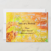 SOLAR MONOGRAM, hellgelb orange Schwarz-weiß Einladung (Rückseite)