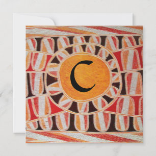 SOLAR MONOGRAM,hellgelb orange schwarz weiß Einladung