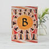 SOLAR MONOGRAM, hellgelb orange Schwarz-weiß Einladung (Stehend Vorderseite)