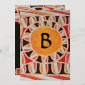 SOLAR MONOGRAM, hellgelb orange Schwarz-weiß Einladung (Vorne/Hinten)