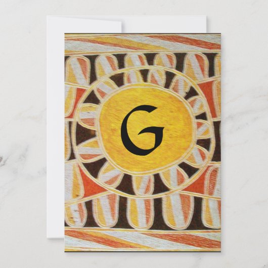 SOLAR MONOGRAM, hellgelb, Schwarz-weiß braun Einladung (Vorderseite)