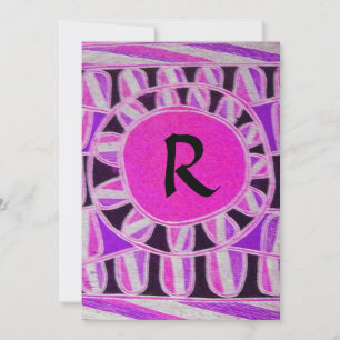 SOLAR MONOGRAM,hellrosa violett schwarz weiß Einladung