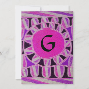 SOLAR MONOGRAM,rosa violett schwarz weiß champagne Einladung