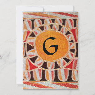 SOLAR MONOGRAMM, hellgelb orange schwarz weiß Einladung