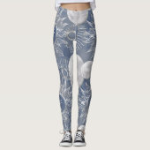 Solar Mystique | Dusty Blue Silver Moon Stars Sun Leggings (Vorderseite)
