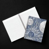 Solar Mystique | Dusty Blue Silver Moon Stars Sun Notizblock