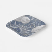 Solar Mystique | Dusty Blue Silver Moon Stars Sun Pappteller (Gewinkelt)
