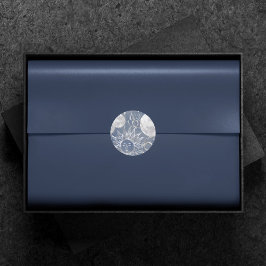 Solar Mystique | Dusty Blue Silver Moon Stars Sun Runder Aufkleber